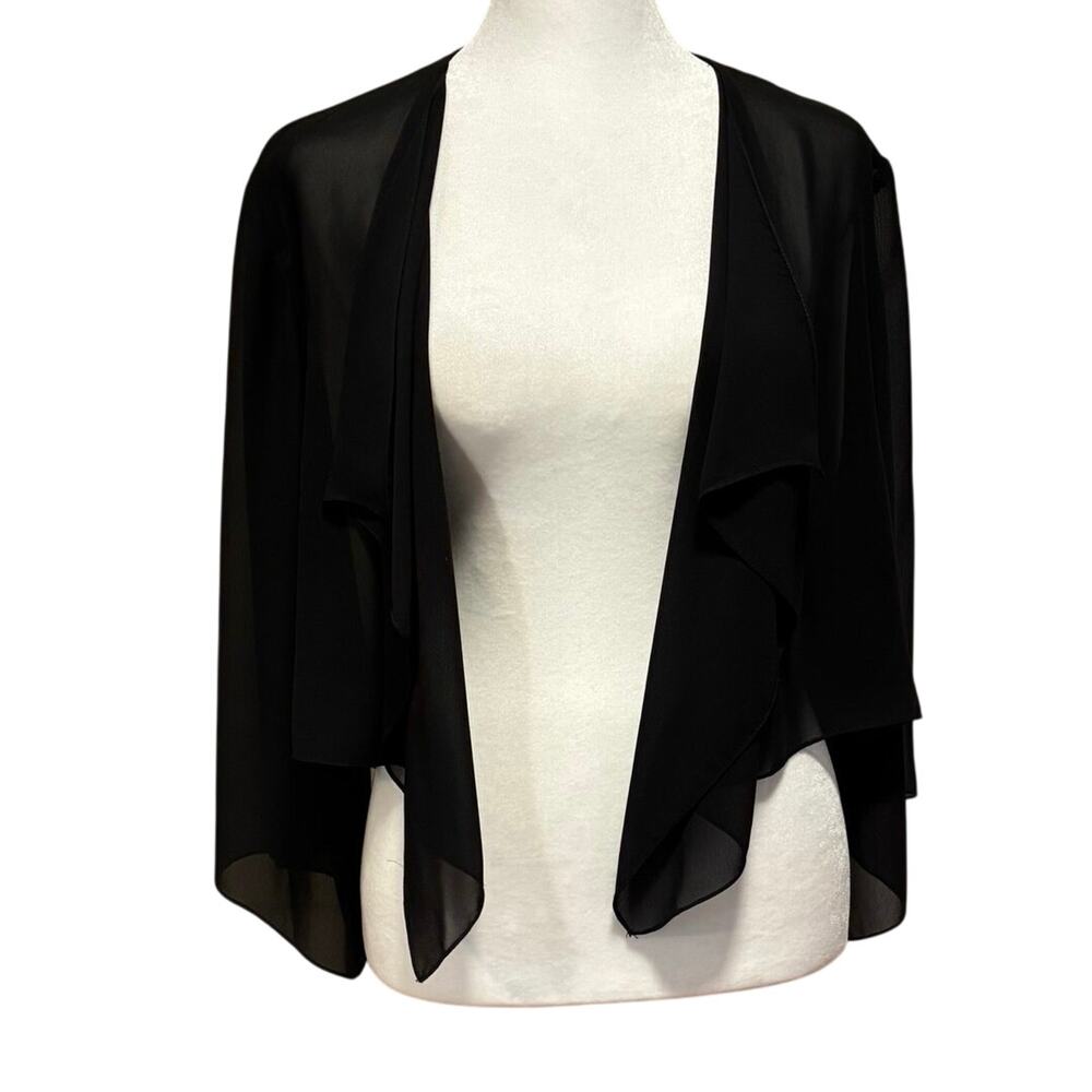 Alex Evenings Size L Topper Sheer Black Flowy Chiffon Glam Goth Whimsygoth